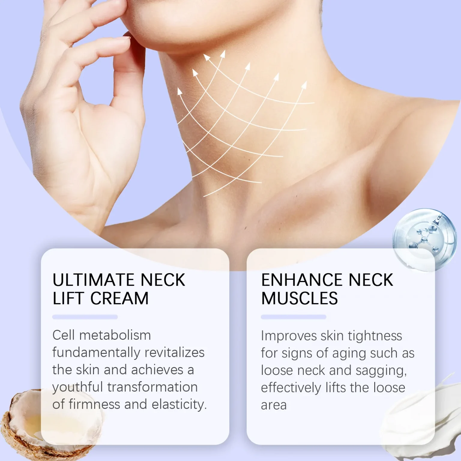 Neck Lift Cream Eliminate Neck Fine Lines Deeply Moisturizing Hydrate Firming Tightening Rejuvenation Nourishing Neck Care Cream 4