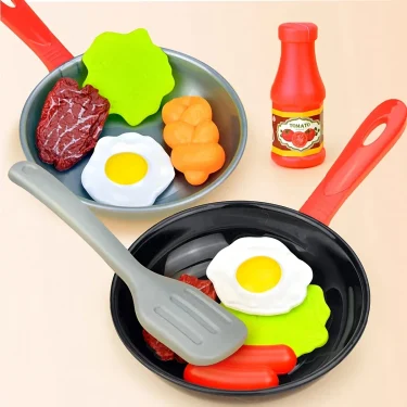8PCS Children Kitchen Food Toys Simulation Cookware Game Set Pretend Play Pot Steak Vegetable Bread Hot Dog Omelette Kids Gift 1
