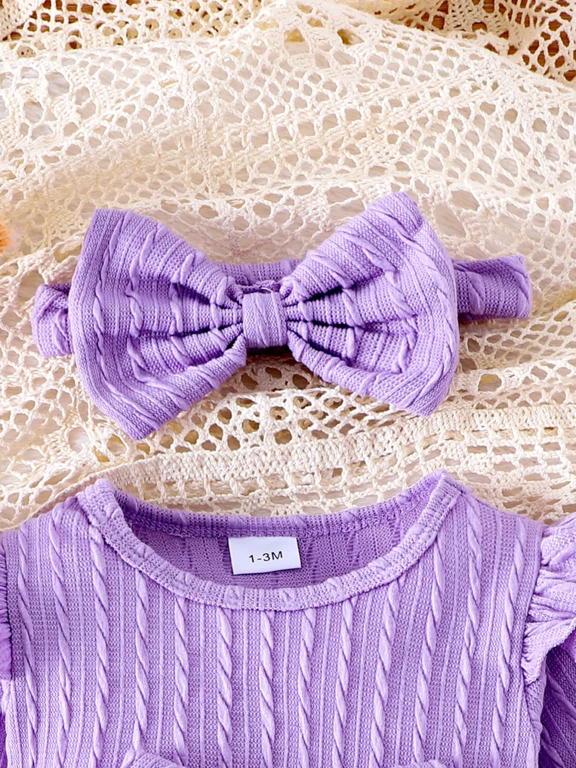 3PCS In Autumn, Newborn Girls Aged 0-1 Years Old Are Comfortable, Sweet And Cute Little Twist One-Piece Dress + Head Socks 5