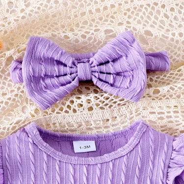 3PCS In Autumn, Newborn Girls Aged 0-1 Years Old Are Comfortable, Sweet And Cute Little Twist One-Piece Dress + Head Socks 5