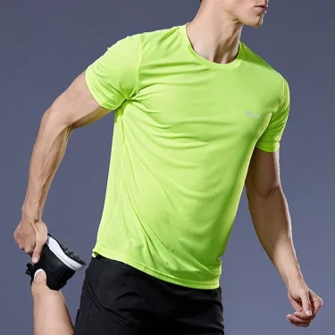 Summer High Elastic t-Shirt Men Breathable Ice Silk t Shirt Short Sleeve Casual Tops Quick Dry Gym Running Shirt Male Clothing 2