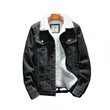 Winter Vintage Fleece-lined Denim Jacket Men's Wear Trendy Cotton-padded Coat Casual Scene Other Material 5