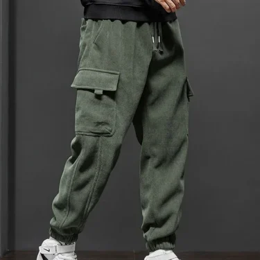 Spring Autumn New Style Elastic Waist Casual Pants for Men Stretch Straight Drawstring Harem Jogging Sports Long Pants Male 2