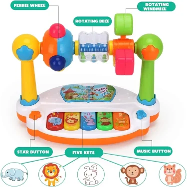 Baby Piano Toys Kids Rotating Music Piano Keyboard with Light Sound, Musical Toys for Toddlers,Early Educational Music Toy Gifts 4