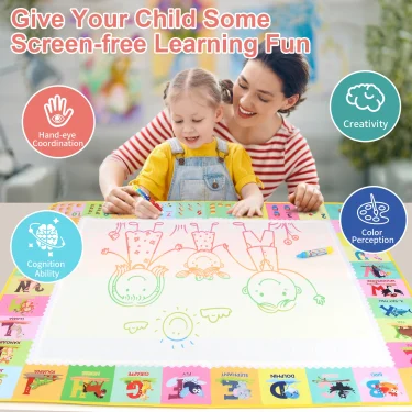100x80CM Magic Water Drawing Mat Coloring Doodle With Reusable Magic Pens Montessori Painting Board Educational Toys Kids Gifts 3