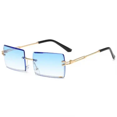 Vintage Fashion New Sunglasses Rimless Frameless Rectangle Shades Gradient UV400 Summer Traveling Sun Glasses for Women 2