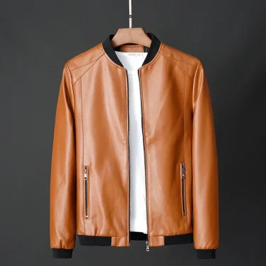New Men Black Biker PU Leather Coat Korean Fashion Men Pu Leather Jacket Trend Casual Fit Slim Baseball Clothes 8Xl 2