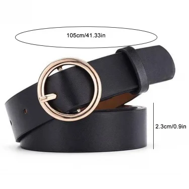 NEW High-end Round Women Belt Fashion Waist Belt Leather Metal Buckle For Ladies Leisure Dress Jeans Decoration Waistband 6