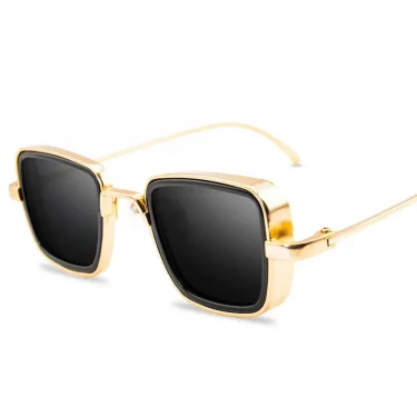 Stylish Retro Brand Shades Men Women Sun Glasses UV400 Square Vintage Metal Steampunk Sunglasses 4