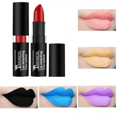 1Pcs Long Lasting Pigment Nude Purple Black Blue Red Green Lipstick Waterproof Velvet Matte Luxury Lips Makeup Cosmetics 2