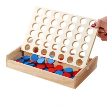 Wooden 4 In A Row Board Game 4 Connected Games for Travel Board Game Foldable Classic Family Fun Toy Christmas Gift 3
