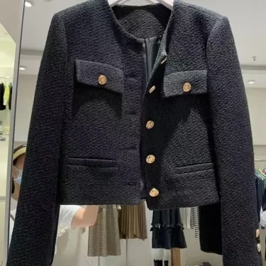 SMTHMA Korean Chic Female Tweed Basic Jacket Coat Women Clothing Runway Style Woolen Outerwear 4
