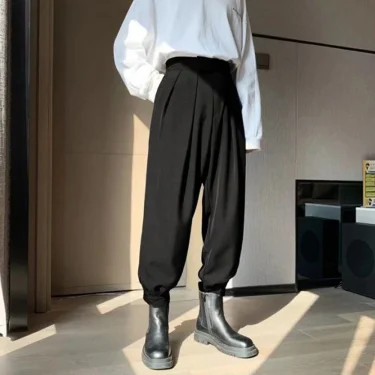 Men Pants Streetwear Joggers Casual Harem Trousers Harajuku Korean Tapered Male Blazer Pants High Streetwear Japanese 2