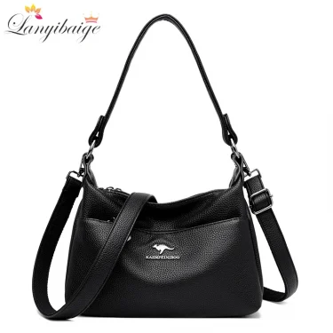 High Quality Soft Genuine Leather Messenger Bag Women Cow Leather Handbag Luxury Satchel Female Shoulder Crossbody Sac Lady Tote 1