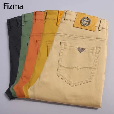 Fizma Man Pants Summer Business Casual Pants Classic Solid Color Loose Straight Trousers Brand Men's Clothing New In Baggy Pants 1