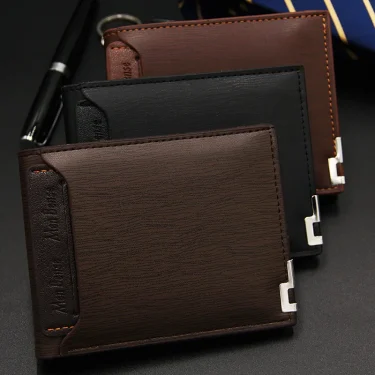 Fashion Men's Wallet PU Leather Short Card Holder Purse for Men Luxury Designer Billfold Male Portable Small Cardholder Wallets 2