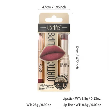 12 Color Lip Liner + LIPSTICK Set Easy Coloring Matte Lipstick Long lasting nude red lipstick 6