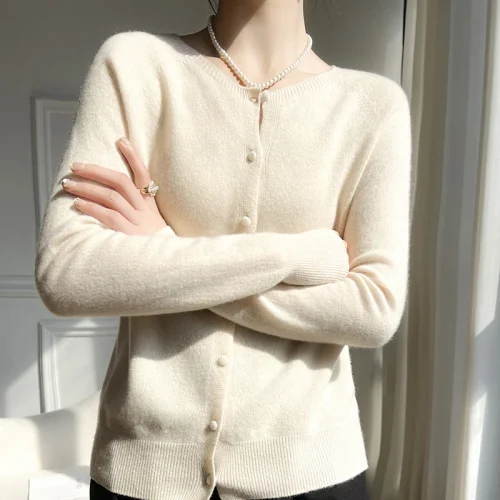 WinvyNee Women 100% Wool Cardigans Sweater Solid Casual Warm Outerwear Knitwear Tops Autumn Winter Women Clothing B1263018 2