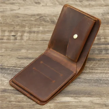Best Genuine Leather Mens Wallet with Coin Pocket Minimalist Bi Fold Pure Leather Wallet for Men 1