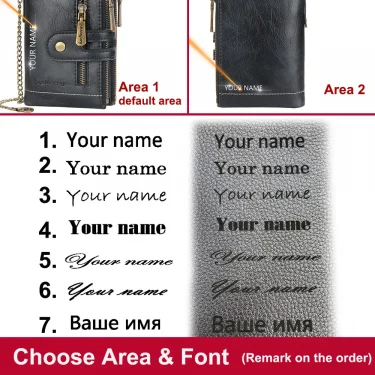 Baellerry Men Wallets Name Engraving 11 Card Holders Men Short Purse Double Zipper Coin Pocket High Quality Male Purse Cartera 3