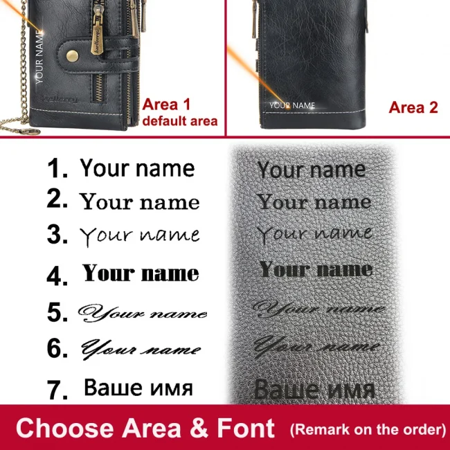 Baellerry Men Wallets Name Engraving 11 Card Holders Men Short Purse Double Zipper Coin Pocket High Quality Male Purse Cartera 3