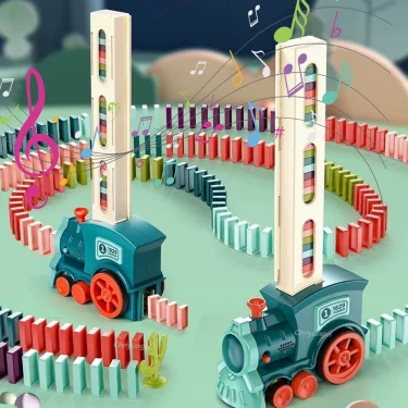 Domino Train for kids Automatic Laying Electric Car Colorful Dominoes Set Brick Blocks Kits Games Educational Toys Girl Boy Gift 3