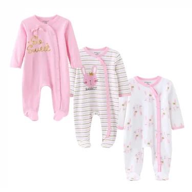 Kiddiezoom 3 Pcs/Lot Autumn Winter Unisex Cartoon Long Sleeve Baby Boy Girl Romper 100%Cotton Soft Newborn Jumpsuits Clothing 4
