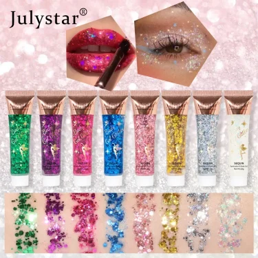 Body Glitter Gel Multifunctional Face Lip Hair Loose Sequins Flash Liquid Eyeshadow Festival Stage Makeup Decoration Cosmetics 2
