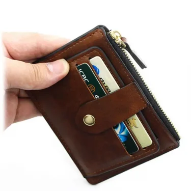 Luxury Small Men's Credit ID Card Holder Wallet Male Slim Leather Wallet with Coin Pocket Brand Designer Purse for Men Women 3
