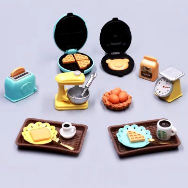 DIY Dollhouse Bear Biscuits 1/12 Miniature Furniture Toaster Oven Mixer Electronic Scale Model Set Kitchen Toys For Girl Gift