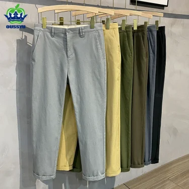 Brand Clothing 98%Cotton Solid Color Casual Pants Men Business Fashion Comfortable Stretch Classic Straigh Trousers Male 6 Color 1