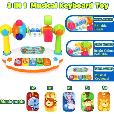 Baby Piano Toys Kids Rotating Music Piano Keyboard with Light Sound, Musical Toys for Toddlers,Early Educational Music Toy Gifts 5