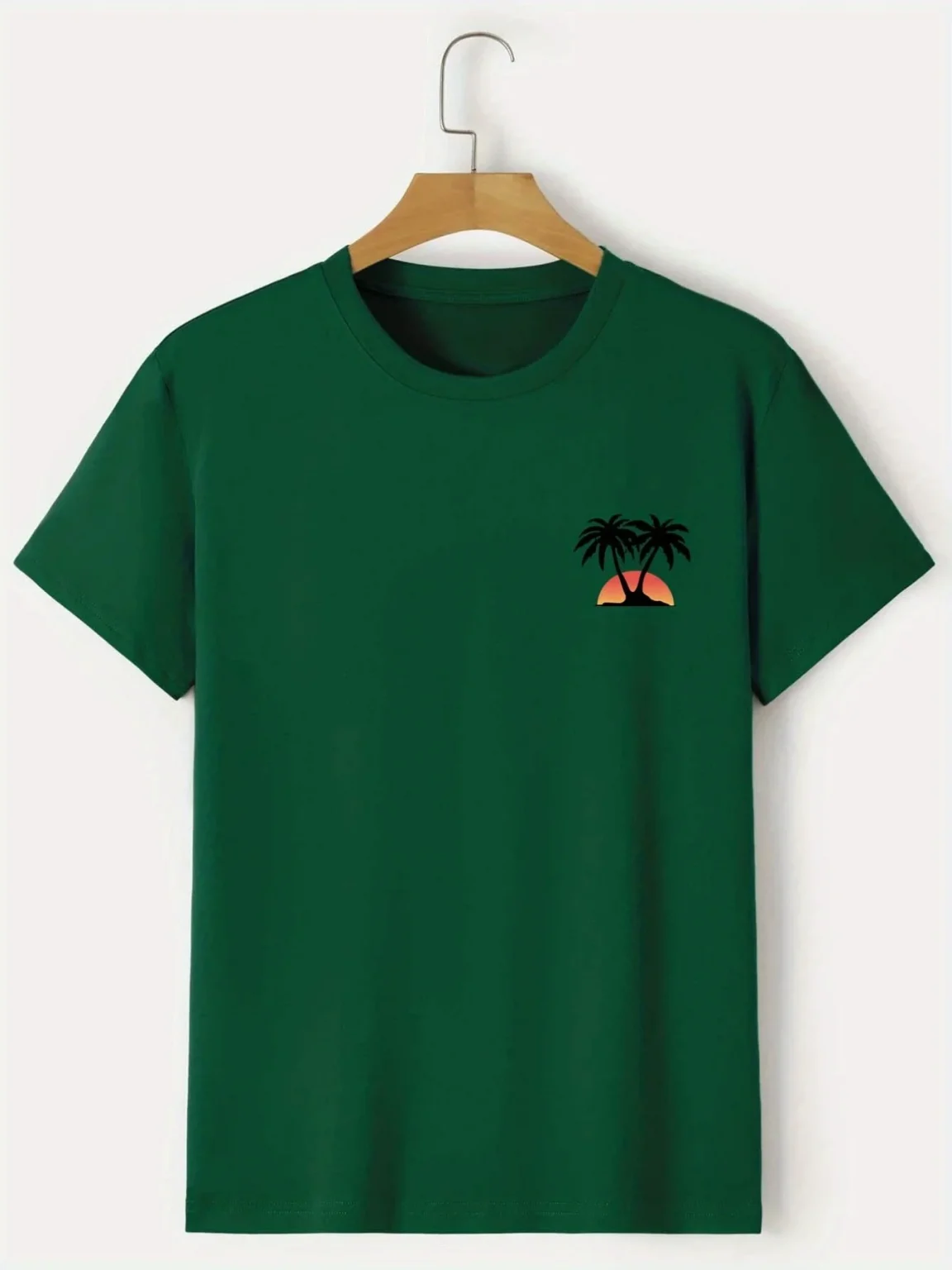 Men's Summer Loose Fit 100 Cotton Palm Tree Graphic Print T-shirt Tops 3