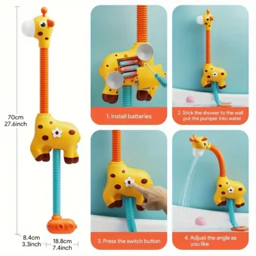 Deer Sprinkler Shower, Giraffe Scalable 360 degree Rotating Children's Shower, Shower, and Water Playing Toy 6