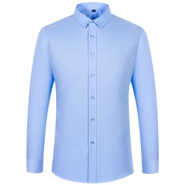 8XL Pure Color Long Sleeve Shirt for Men Work Office Business Classic Longsleeve Shirt for Men Casual Men's White Dress Shirt 2