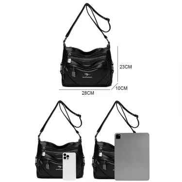 Multiple pockets Soft Leather Hand Bags For Women Luxury Handbags Women Bags Designer Shoulder Crossbody Bags with free shipping 4