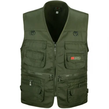 Mens Fishing Photography Multi-Pocket Vest Outdoor Tactical Mountaineering Sports Vest Solid Color Breathable Sleeveless Jacket 2