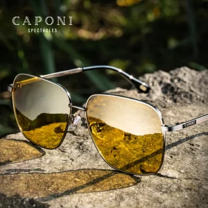 CAPONI Day Night Vision Sunglasses For Men Photochromic Brown Driving Yellow Sun Glasses Original Design UV400 Eyewear BSYS23031 1