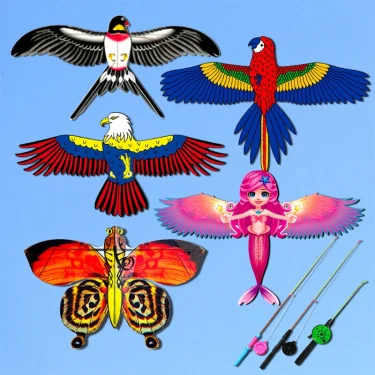 Cartoon Children Kite Mini Plastic Toys Kite + 40cm Hand Brake Fishing Rod Outdoor Toys For Kids Gifts 2