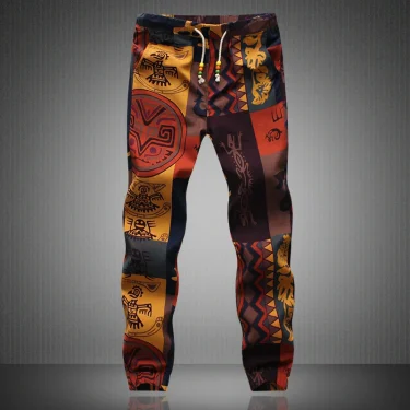 Euro Size New Fashion Spring Men Floral Print Joggers Male Casual Summer Pants Mens Sweatpants Linen Pants Men Trousers 1