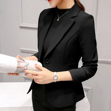 Women's Blazer Red Long Sleeve Blazers Pockets Jackets Coat Slim Office Lady Jacket Female Tops Suit Blazer Femme Jackets 3