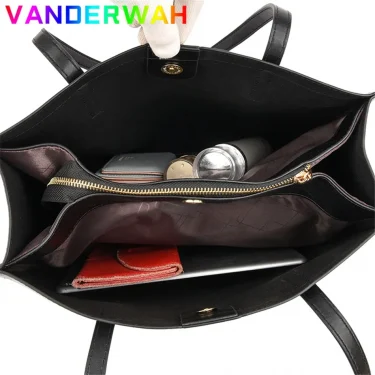Vintage Large Capatity Tote Shoulder Bags Fashion Top-Handle Bags High Quality Pu Leather Bags Casual Letter Design Handbag 6