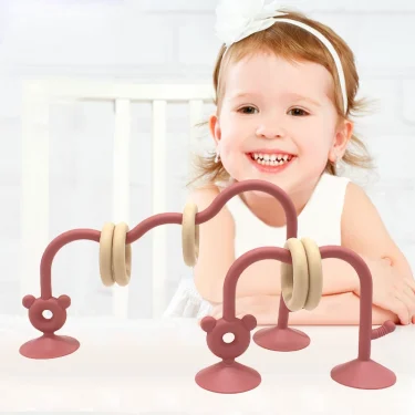 1pcs Silicone children's silicone tabletop toys, bead wrapped baby early education puzzle game toys 4