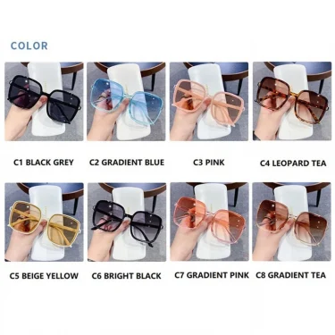 Vintage Square Women's Sunglasses Luxury Designer Sun Glasses Classic Eyeglasses Lady UV400 Big Frame Mirror Oculos De Sol 3