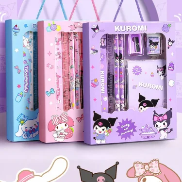 Sanrio Kuromi Stationery Set Cartoon Cinnamoroll My Melody Pencils Erasers Rulers Student School Supplies Study Stationery Gifts 5