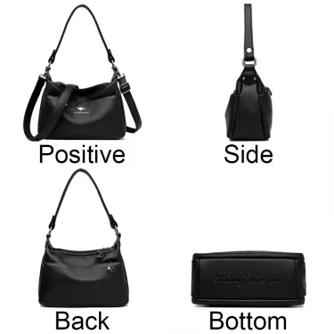 High Quality Soft Genuine Leather Messenger Bag Women Cow Leather Handbag Luxury Satchel Female Shoulder Crossbody Sac Lady Tote 3