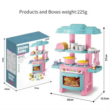 Mini Kitchen Counter Play Set DIY Simulated Cooking Food Tableware Play House Role Play Pretend Game Toy Gift Kid Boy Children 6