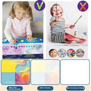 100x80CM Magic Water Drawing Mat Coloring Doodle With Reusable Magic Pens Montessori Painting Board Educational Toys Kids Gifts 2