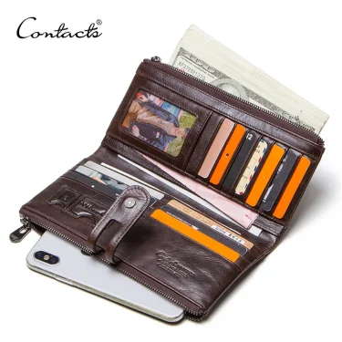 Men Clutch Wallet Genuine Leather Long Wallet Hasp Card Holder Vintage Male Zipper Coin Purse Money Bag Portemonnee 3