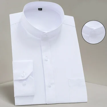 Diamond Button Shirt For Mens Long Sleeve Solid Color Stretch Slim Business Male No-Iron White Social Shirts Blouse Men Clothing 2